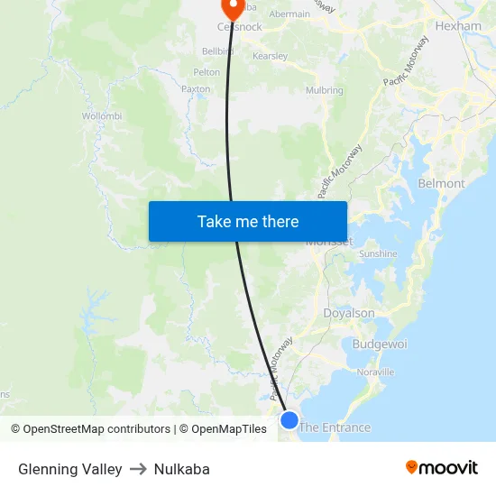 Glenning Valley to Nulkaba map