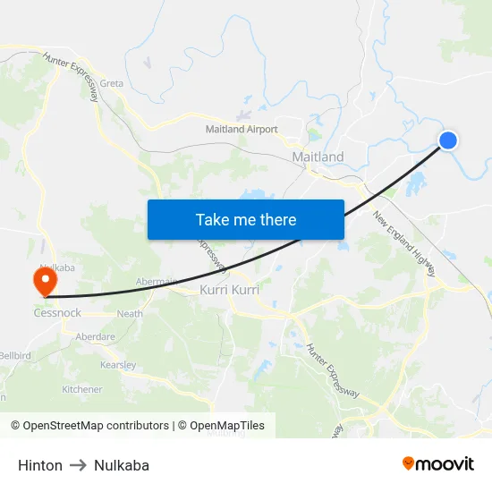 Hinton to Nulkaba map