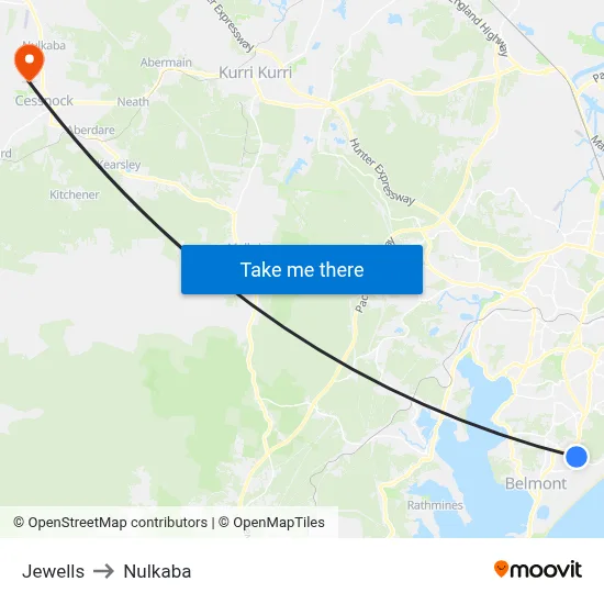 Jewells to Nulkaba map