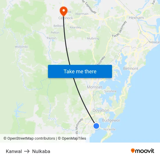Kanwal to Nulkaba map