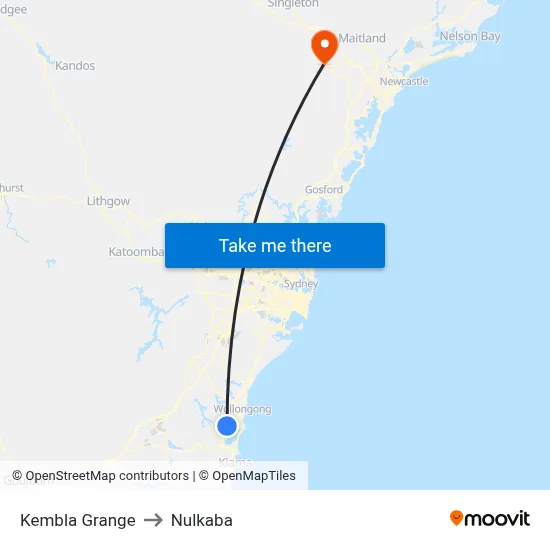 Kembla Grange to Nulkaba map