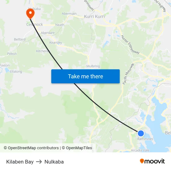 Kilaben Bay to Nulkaba map