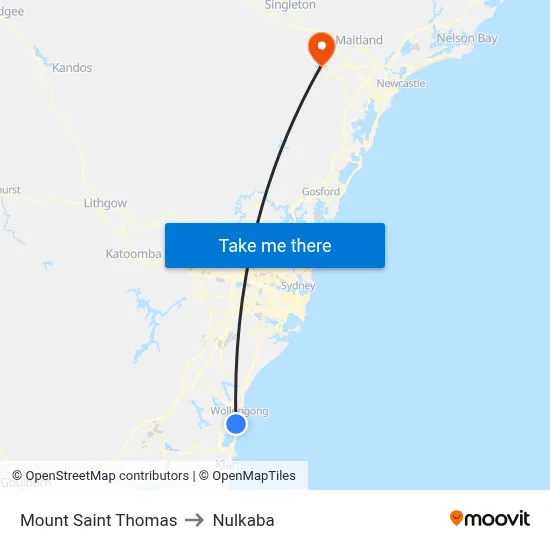 Mount Saint Thomas to Nulkaba map