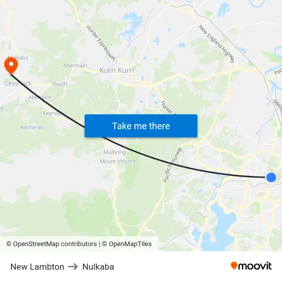 New Lambton to Nulkaba map