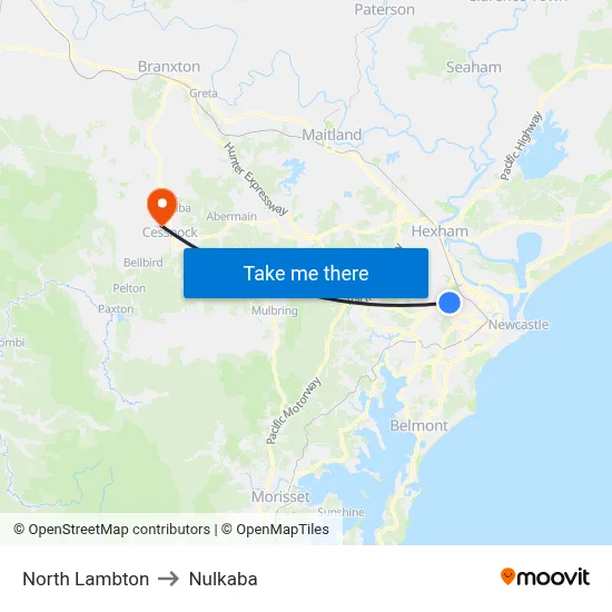 North Lambton to Nulkaba map