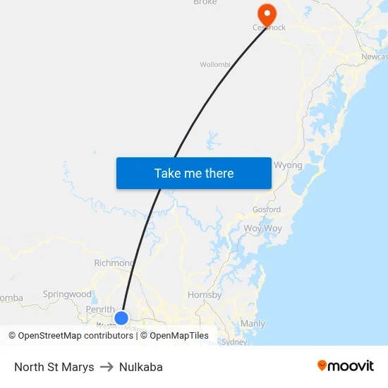 North St Marys to Nulkaba map