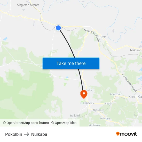 Pokolbin to Nulkaba map