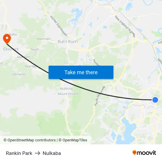 Rankin Park to Nulkaba map