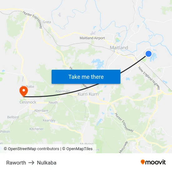 Raworth to Nulkaba map