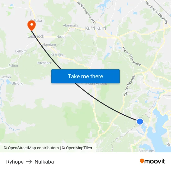 Ryhope to Nulkaba map