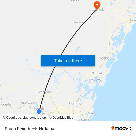 South Penrith to Nulkaba map