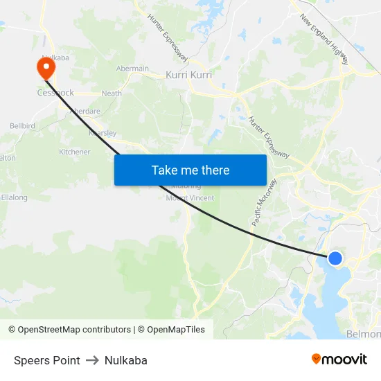 Speers Point to Nulkaba map