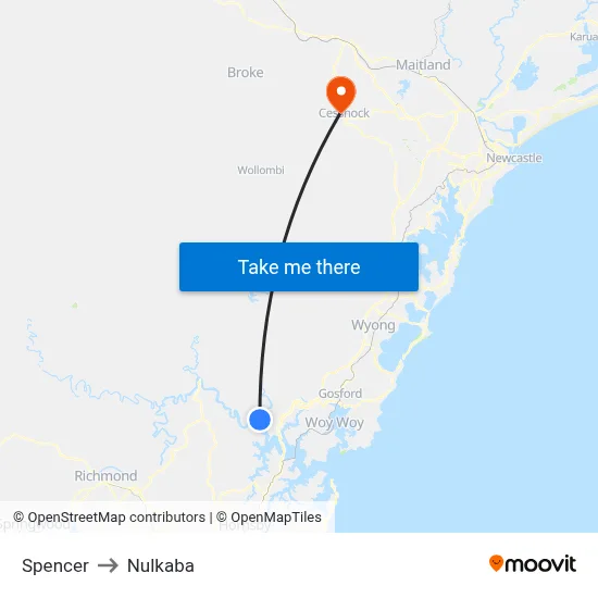 Spencer to Nulkaba map