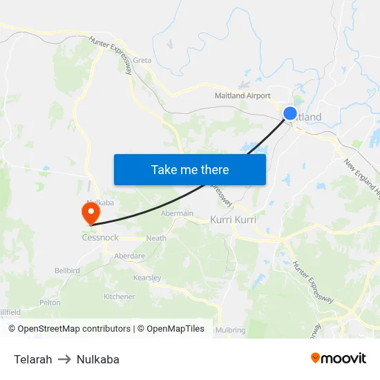Telarah to Nulkaba map