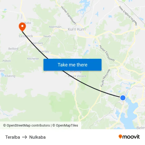 Teralba to Nulkaba map