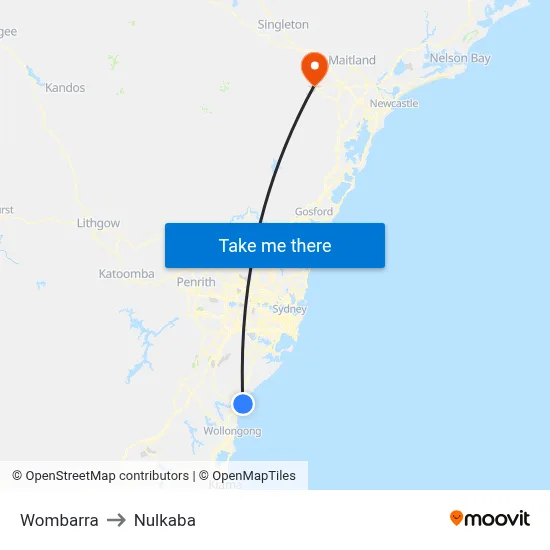Wombarra to Nulkaba map