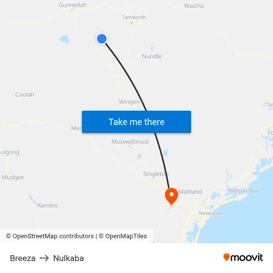 Breeza to Nulkaba map
