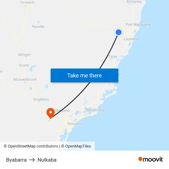 Byabarra to Nulkaba map