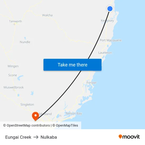 Eungai Creek to Nulkaba map