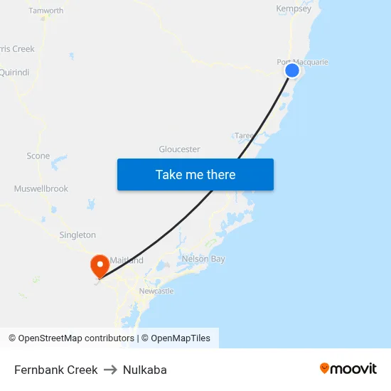 Fernbank Creek to Nulkaba map