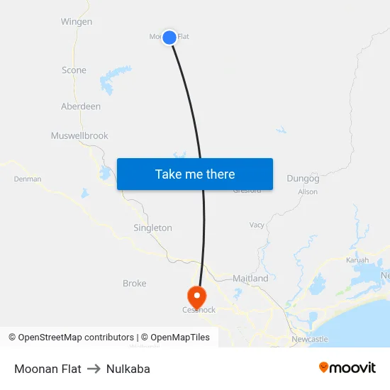 Moonan Flat to Nulkaba map