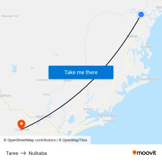 Taree to Nulkaba map