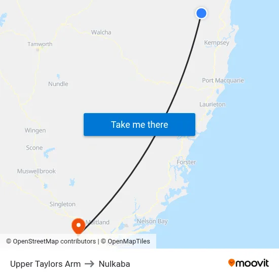 Upper Taylors Arm to Nulkaba map