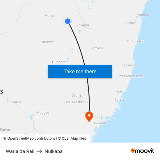 Warialda Rail to Nulkaba map