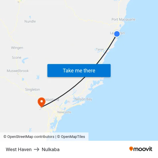 West Haven to Nulkaba map
