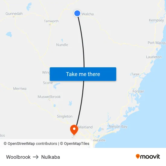 Woolbrook to Nulkaba map
