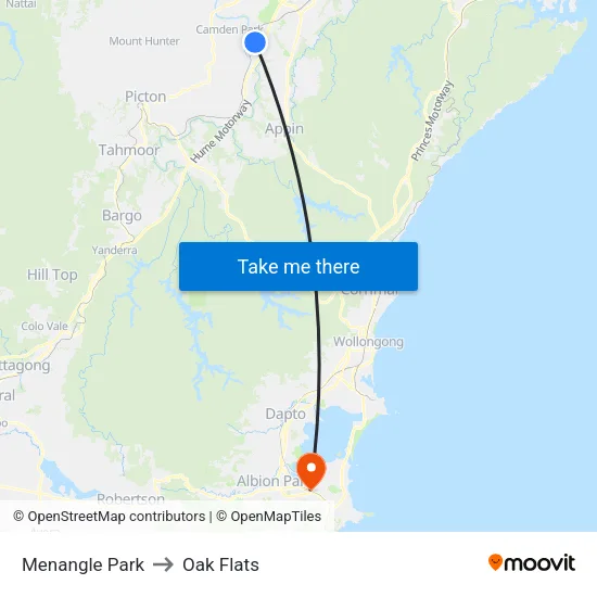 Menangle Park to Oak Flats map