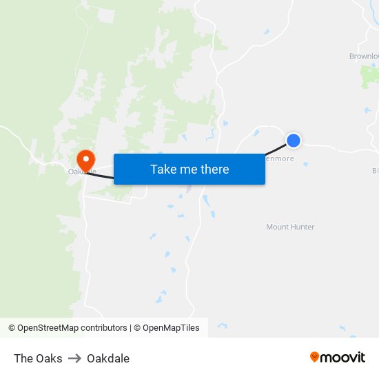 The Oaks to Oakdale map