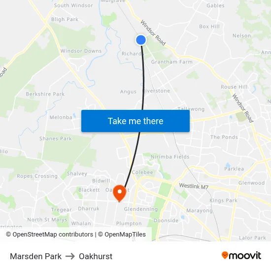 Marsden Park to Oakhurst map