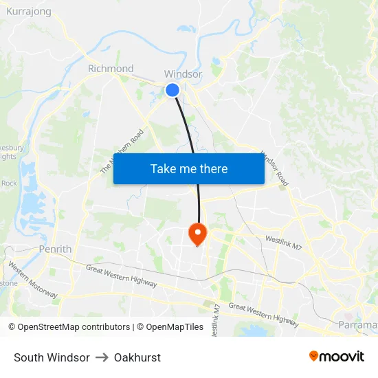 South Windsor to Oakhurst map