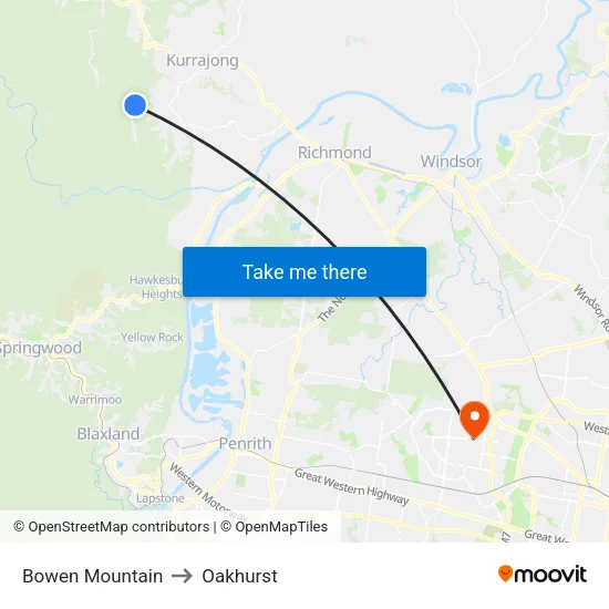 Bowen Mountain to Oakhurst map