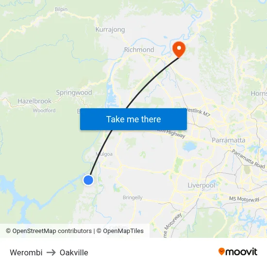 Werombi to Oakville map