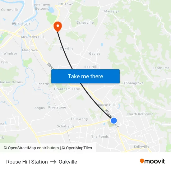 Rouse Hill Station to Oakville map