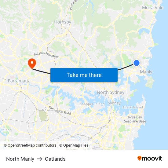 North Manly to Oatlands map