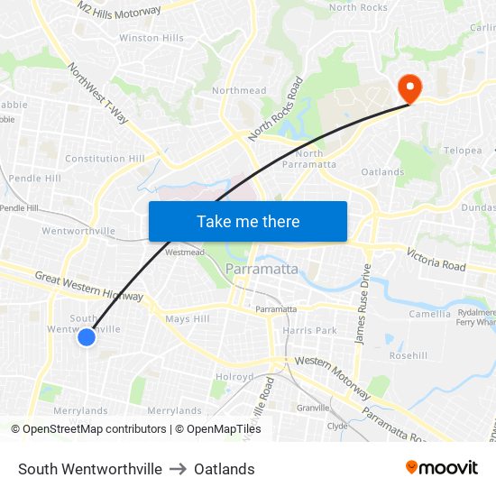 South Wentworthville to Oatlands map