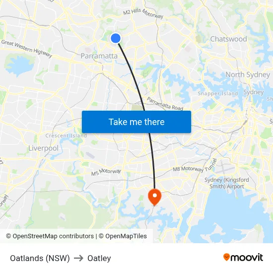 Oatlands (NSW) to Oatley map