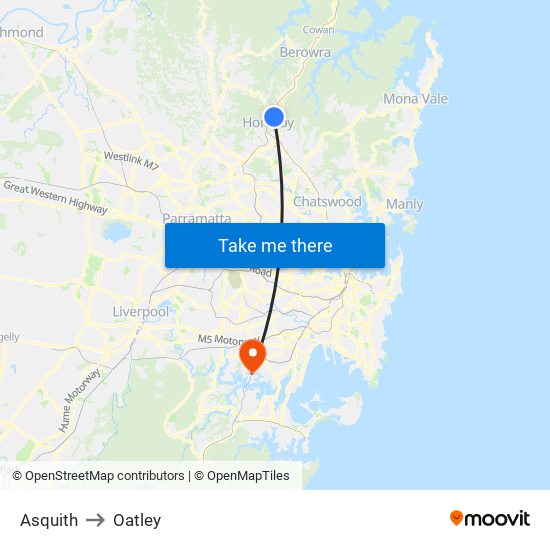 Asquith to Oatley map