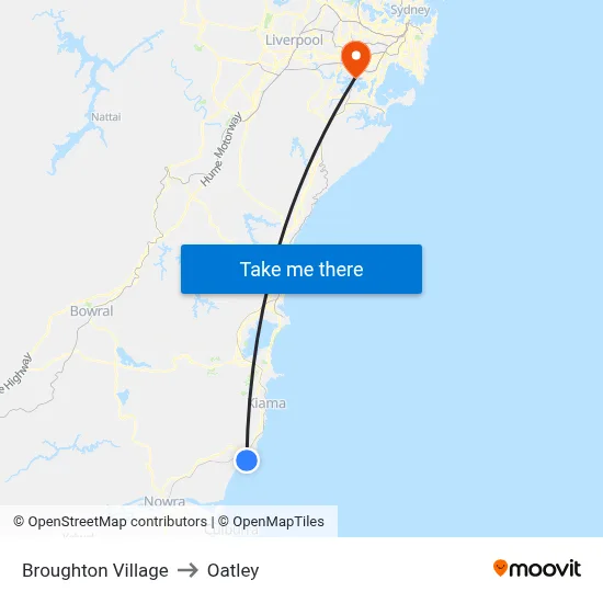 Broughton Village to Oatley map