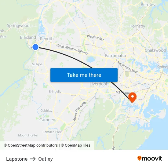 Lapstone to Oatley map