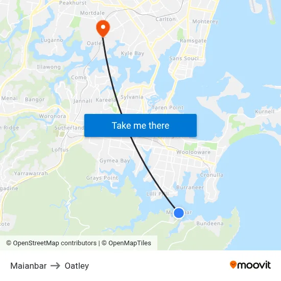 Maianbar to Oatley map