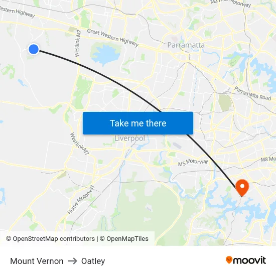 Mount Vernon to Oatley map