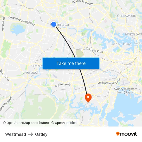 Westmead to Oatley map