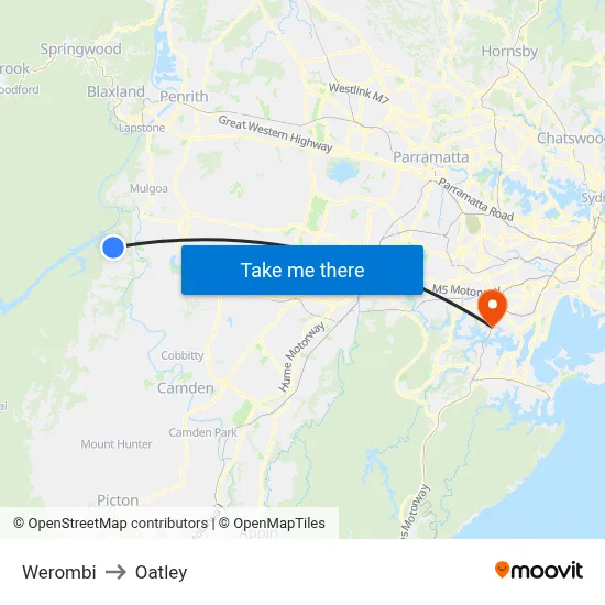 Werombi to Oatley map