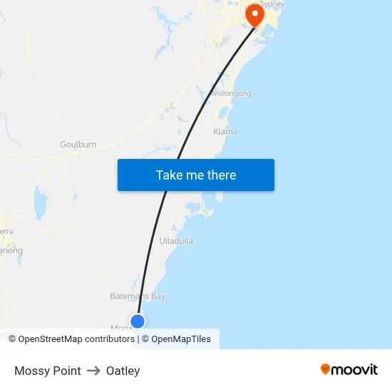 Mossy Point to Oatley map