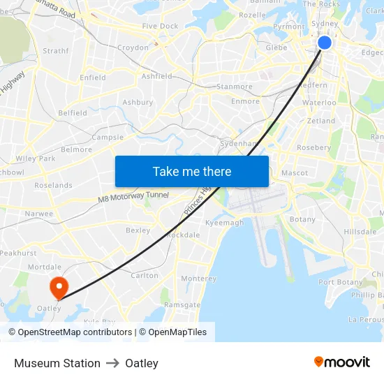 Museum Station to Oatley map