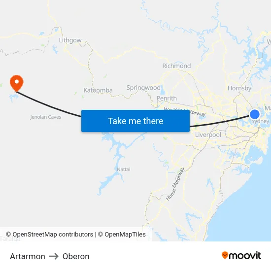 Artarmon to Oberon map